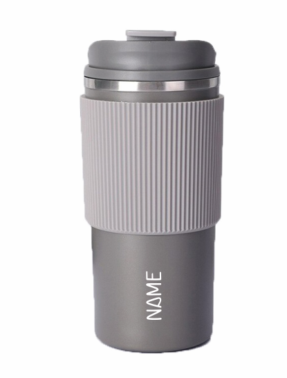 Grey Coffee Tumbler with Silicon Grip - 500ml Travel Mug